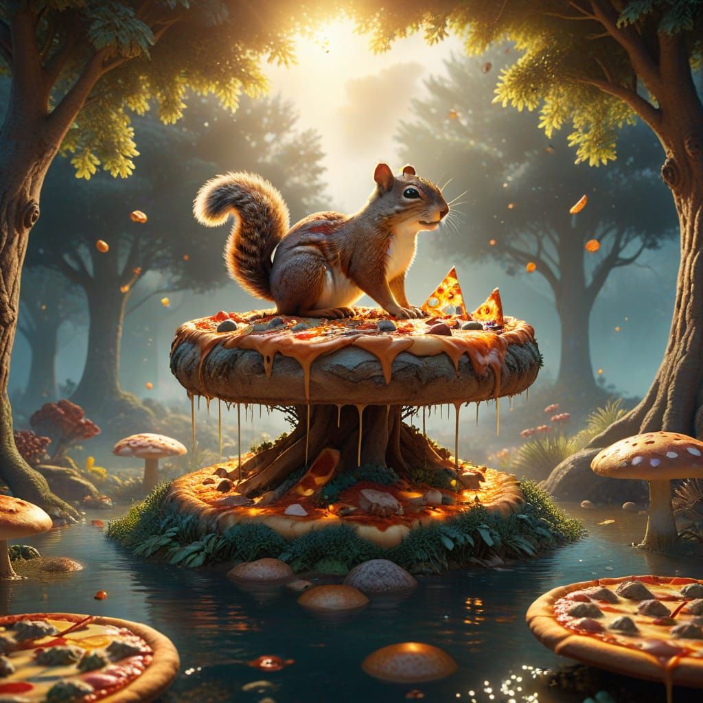 Floating Pizza Islands: A Whimsical Fantasy Scene