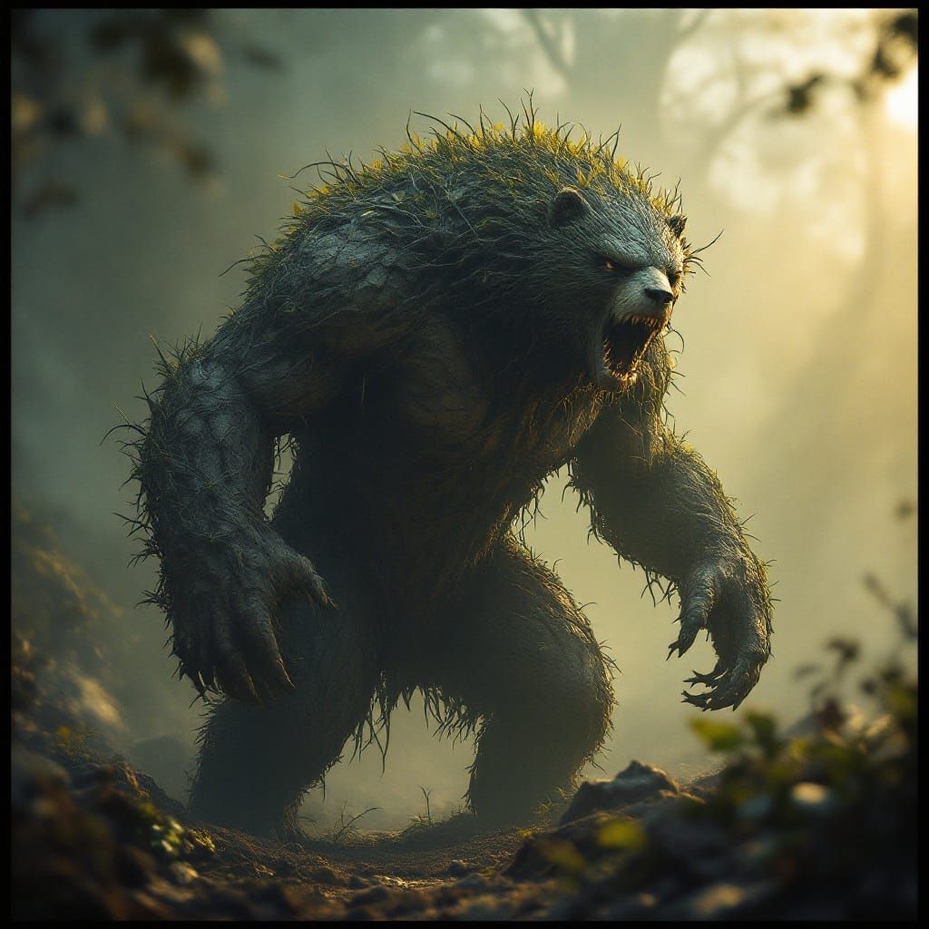 Earth Elemental Dire Bear in Dramatic Environment