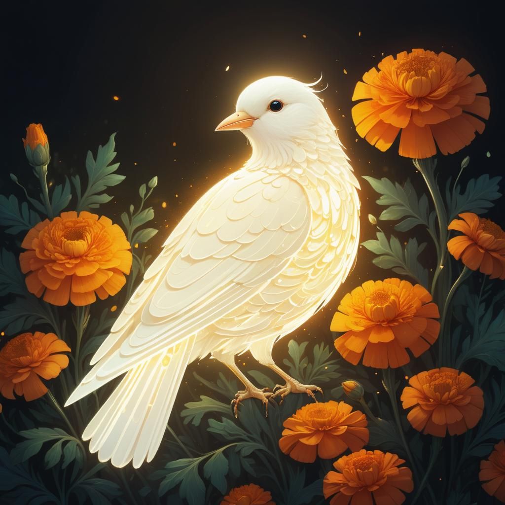 Glowing White Bird Light Illustration