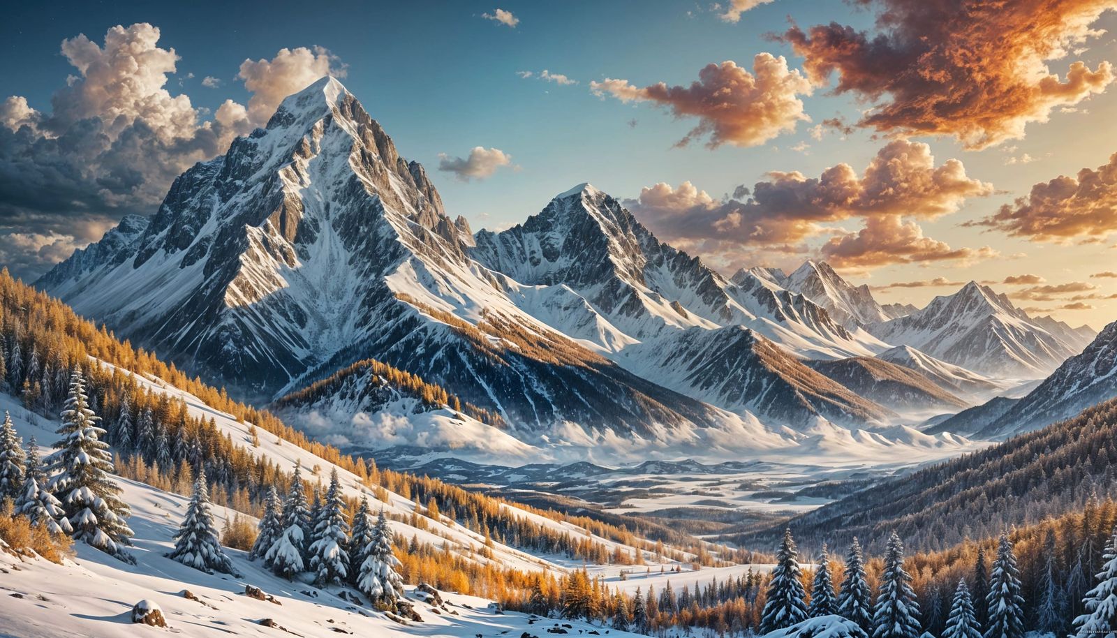 Snowy Ural Mountains in Pop Art Style