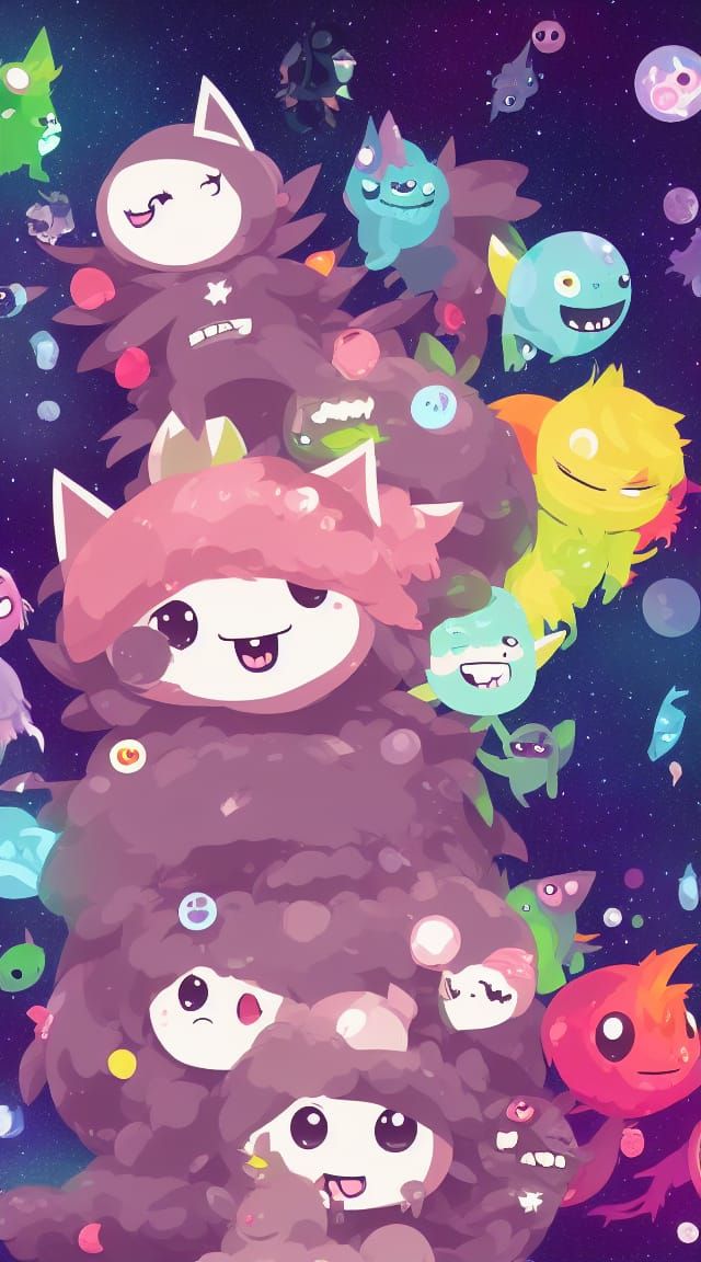 Chibi Cute Space Cat Monster Character Design