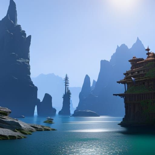 Fantastical Water Reflection in Detailed Matte Painting