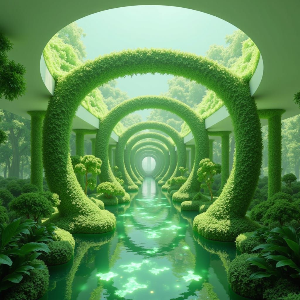 Eternal Archways in Resplendent Eco-Futurism Style