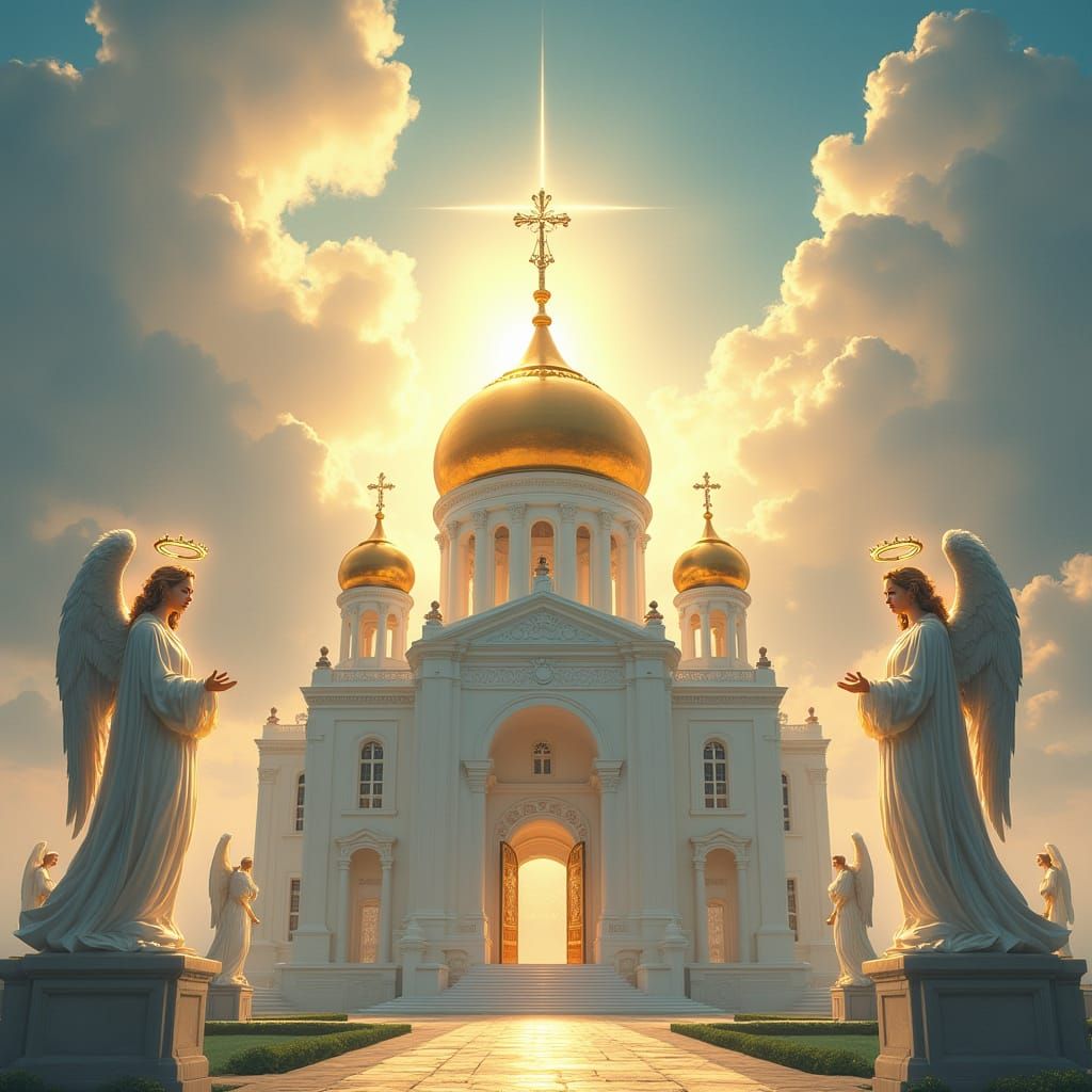 Majestic Temple with Angels in Renaissance Style