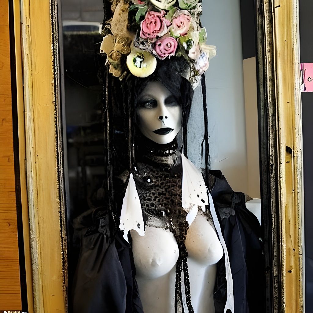 Haunted Gothic Mannequin with Moth Wig