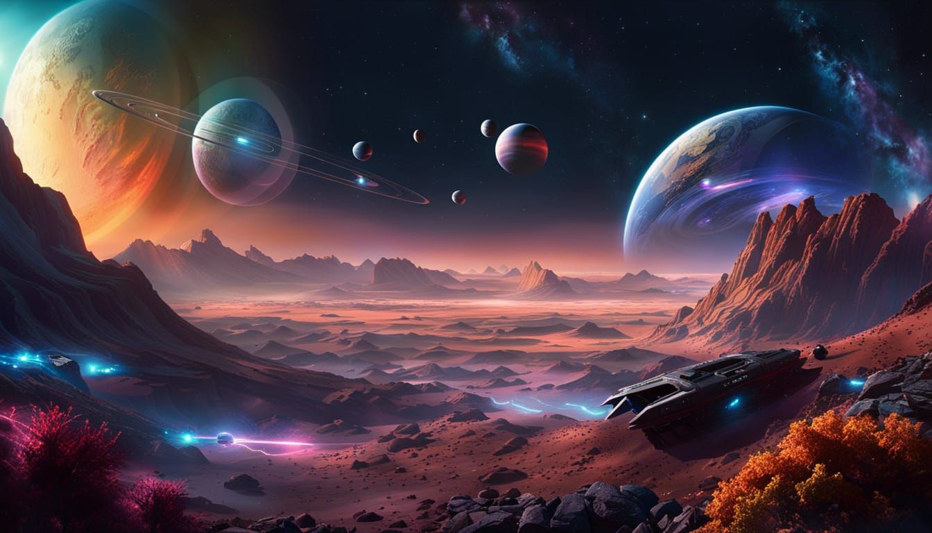 Epic Sci-Fi Landscape in Spacecore Style