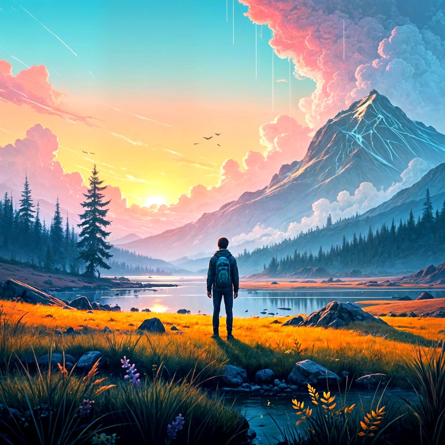 Serene Landscape With Vibrant Colors and Soft Light