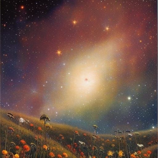 Starry sky landscape