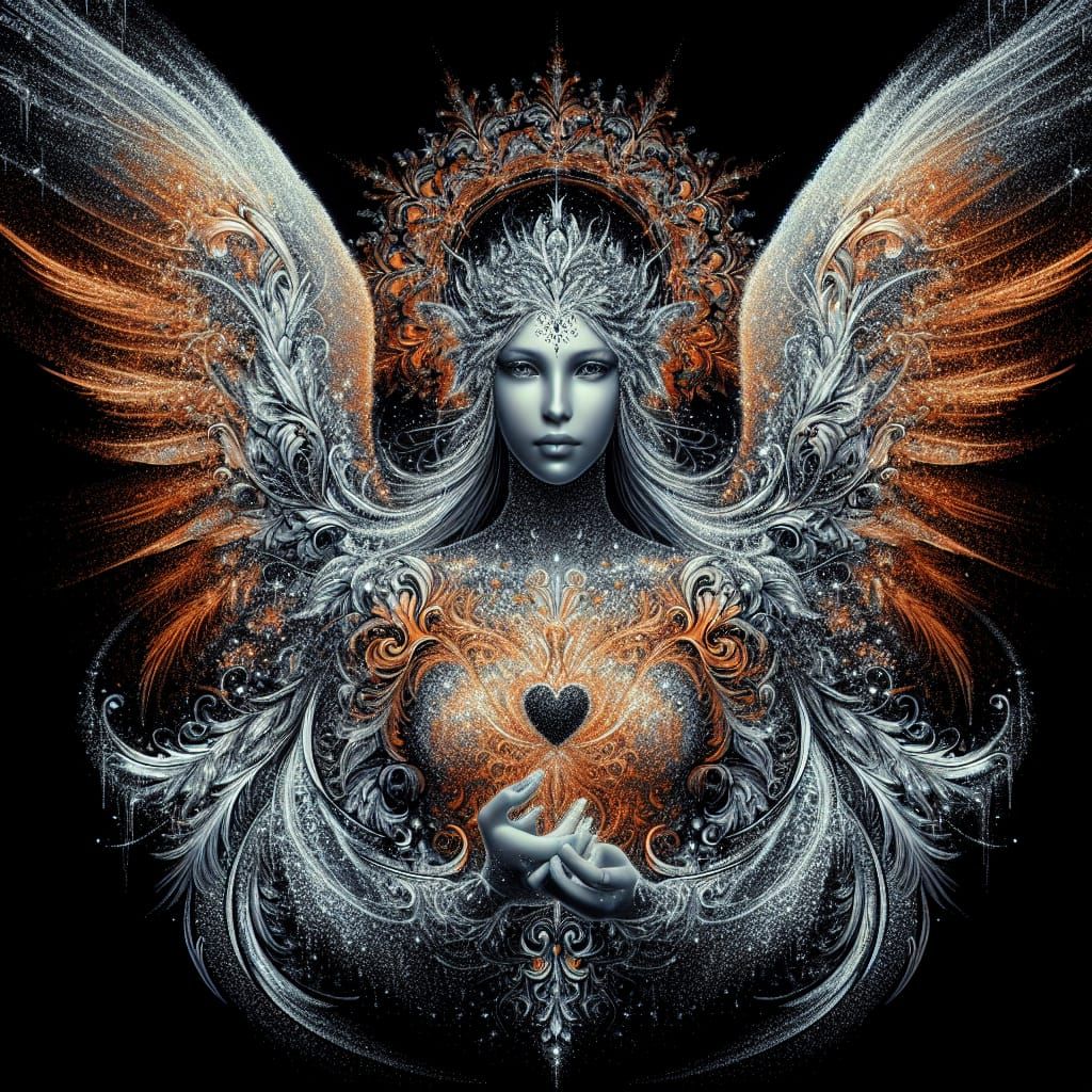 Hyperrealistic Angelic Deity with Glittering Effect