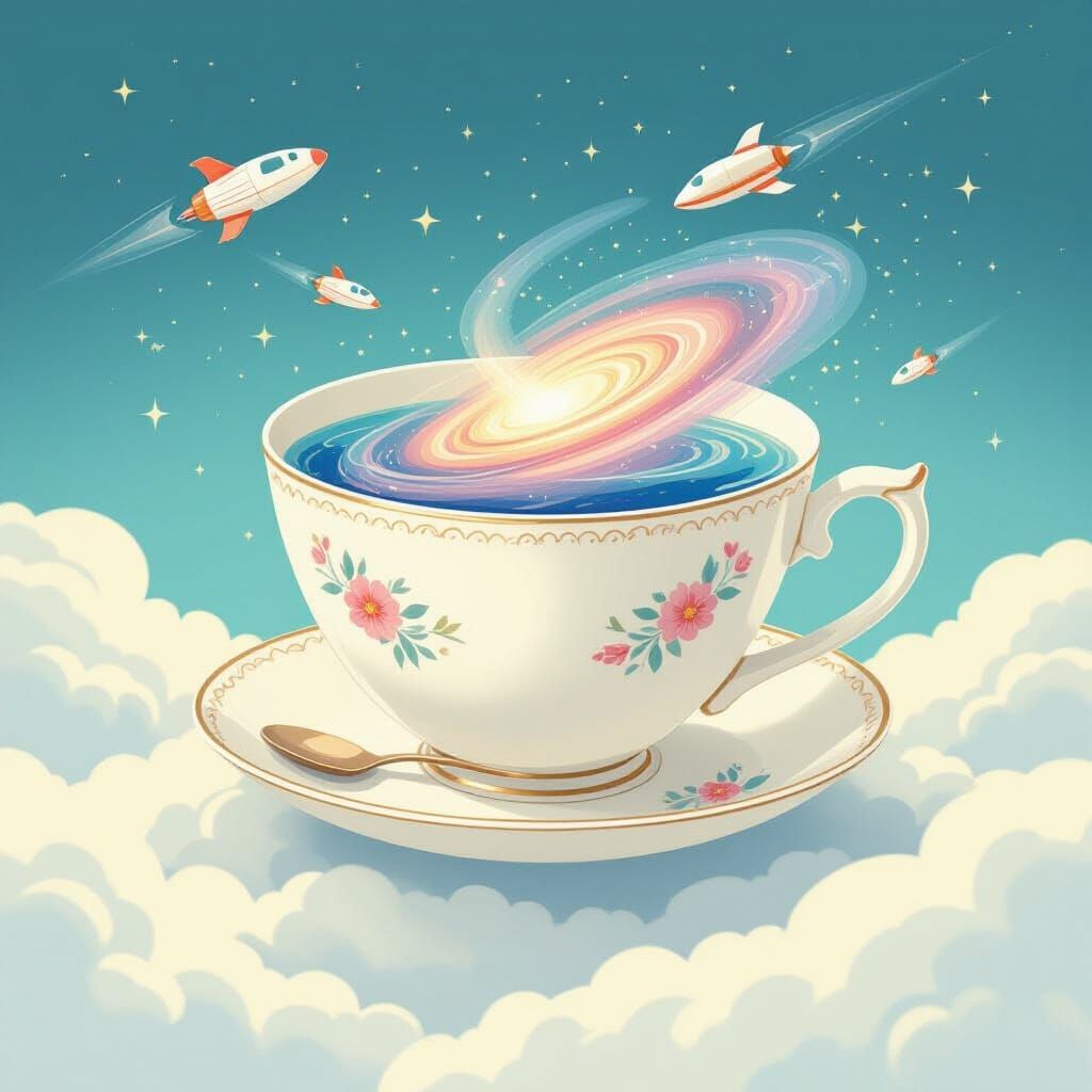 Giant Galaxy Teacup Above Sleeping City