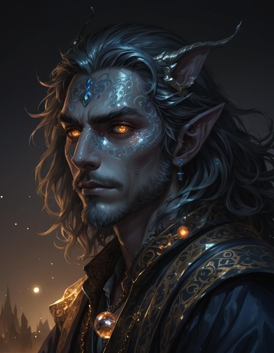 Handsome Elf in Manga Style with Crystal Ball