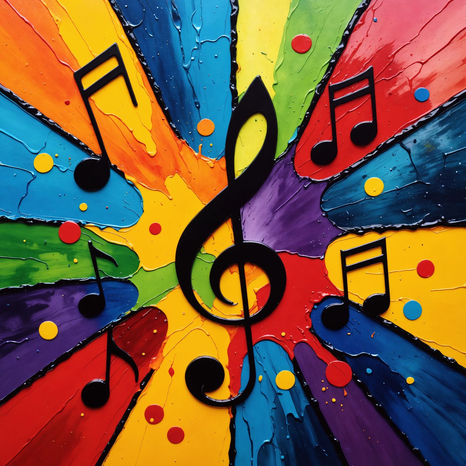 Melting Music Notes in Leaded Glass Style