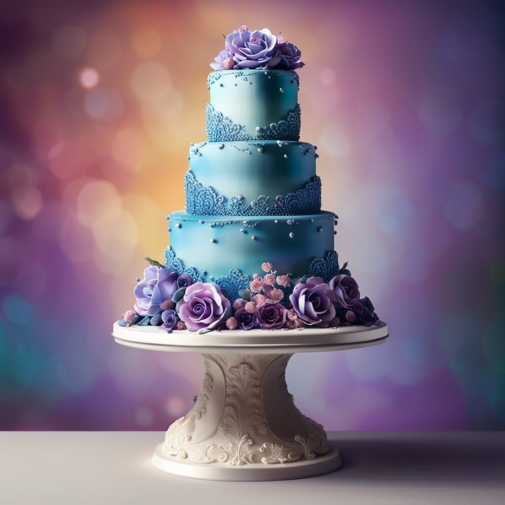 Majestic Wedding Cake in Hyperrealistic Splash Art