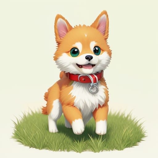 Cute Dog Running in Cartoon Style