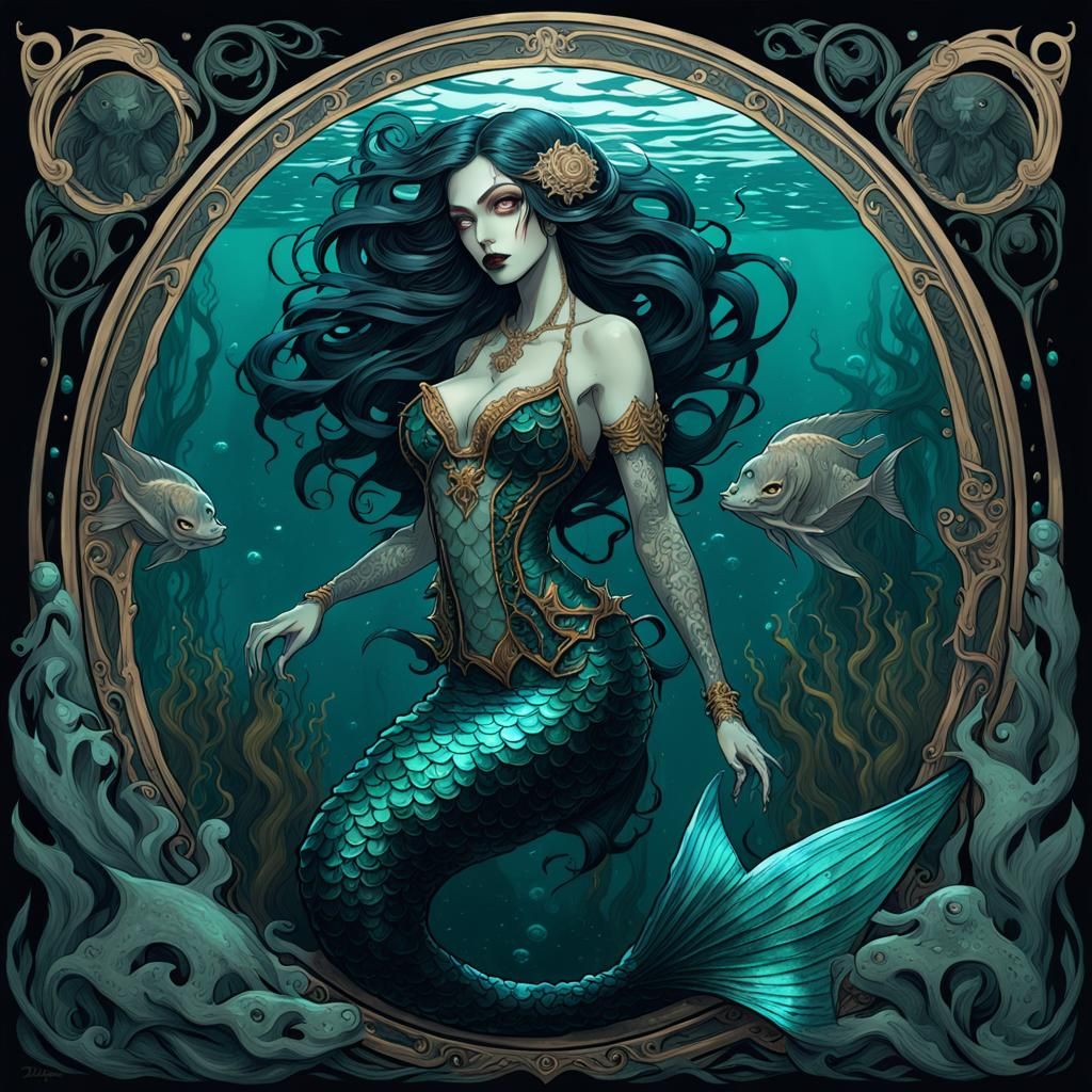 Gothic Mermaid Goddess of the Dark Abyss