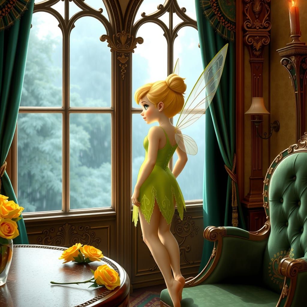 Whimsical Fairy Watches Rainy Spring Night