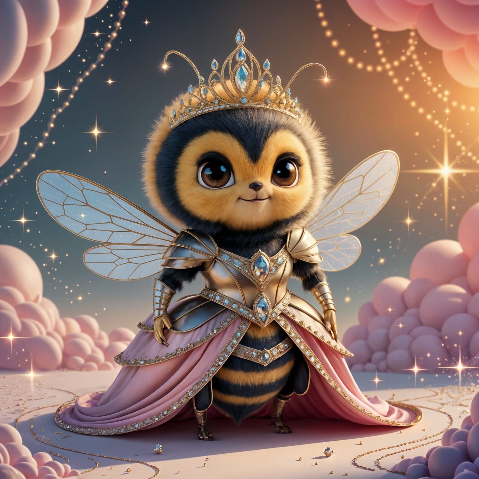 Regal Bee Warrior Princess in Enchanted Fantasy Realm