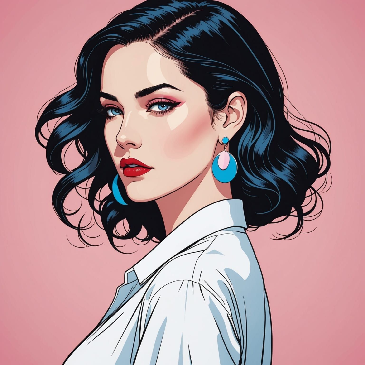 Elegant Woman in Nagel Style Illustration