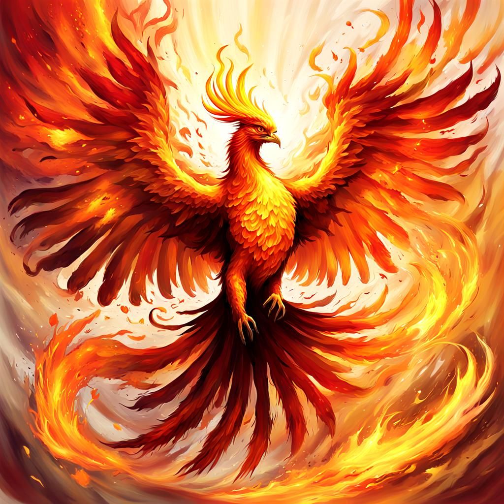 Fiery Phoenix Splash Art with Blazing Wings