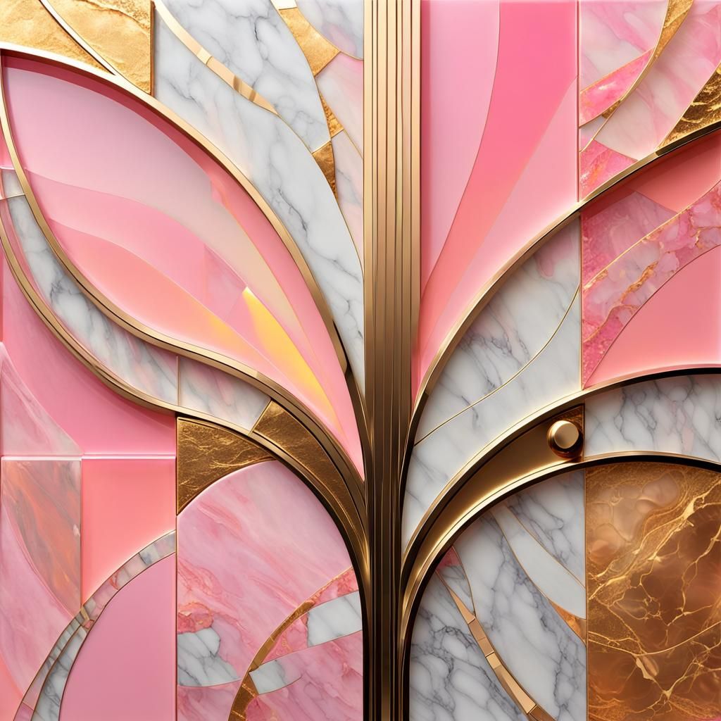Art Deco Abstract with Marble and Gold Inlay
