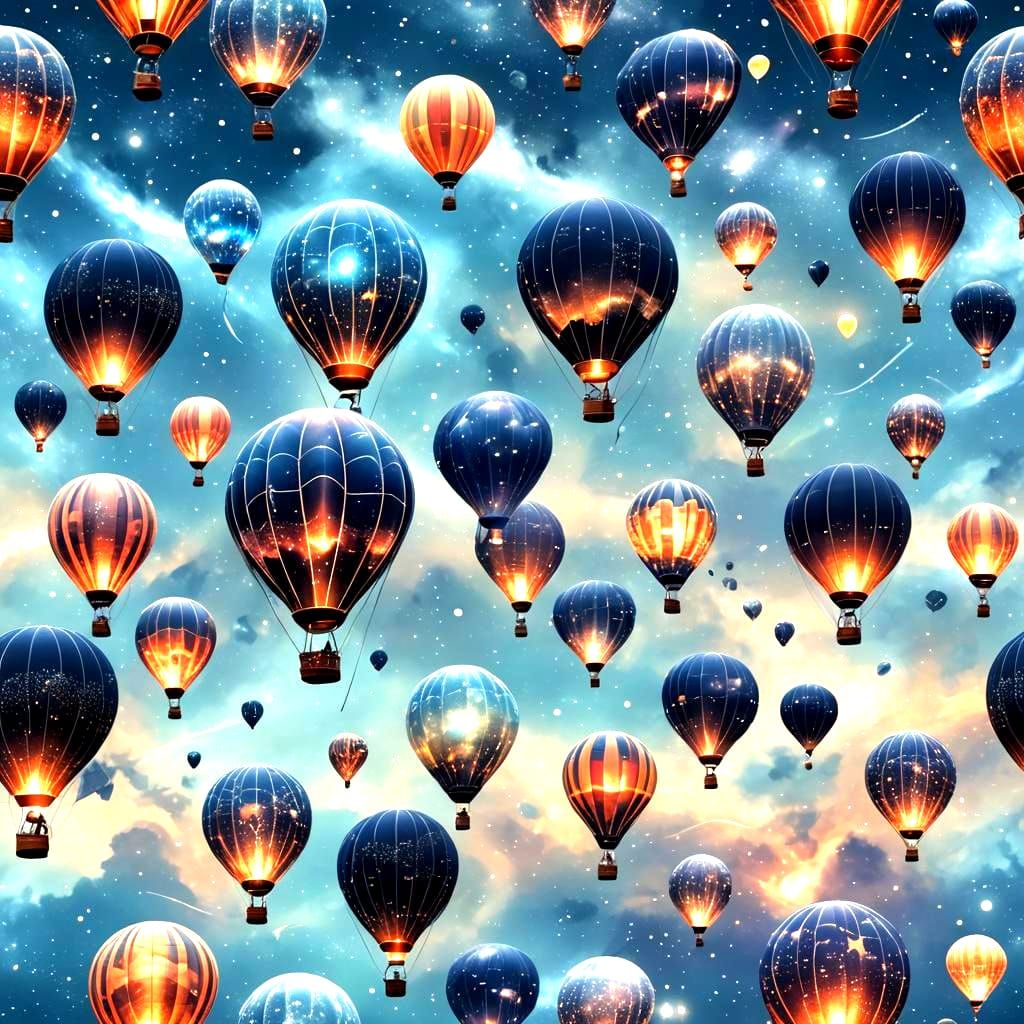 Galaxies Reflected in Crystal Hot Air Balloons: Surrealism