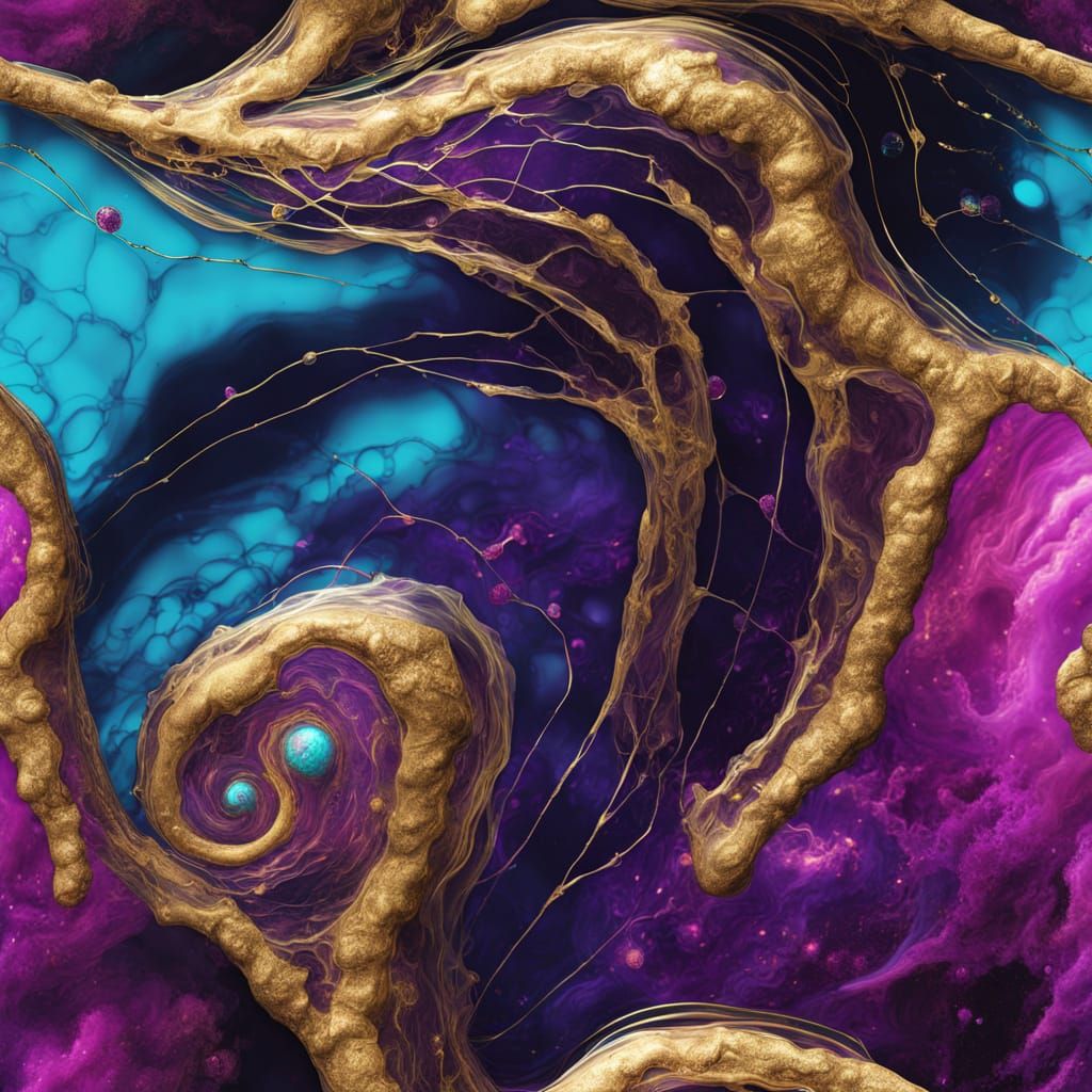 Cosmic Life Sculpture: DNA Strand & Mitochondrion Macro