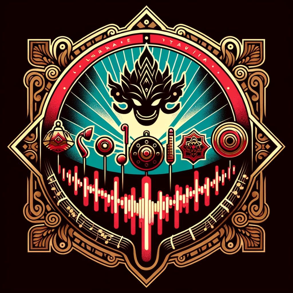 Courageous Indonesian Emblem with Music Waveform