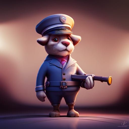 Bunny Policeman: 3D Digital Art in Pixar Style