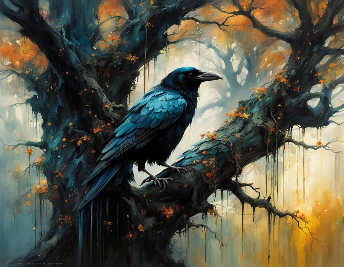 Magical Crow in Spooky Tree: Fantastical Ray Tracing