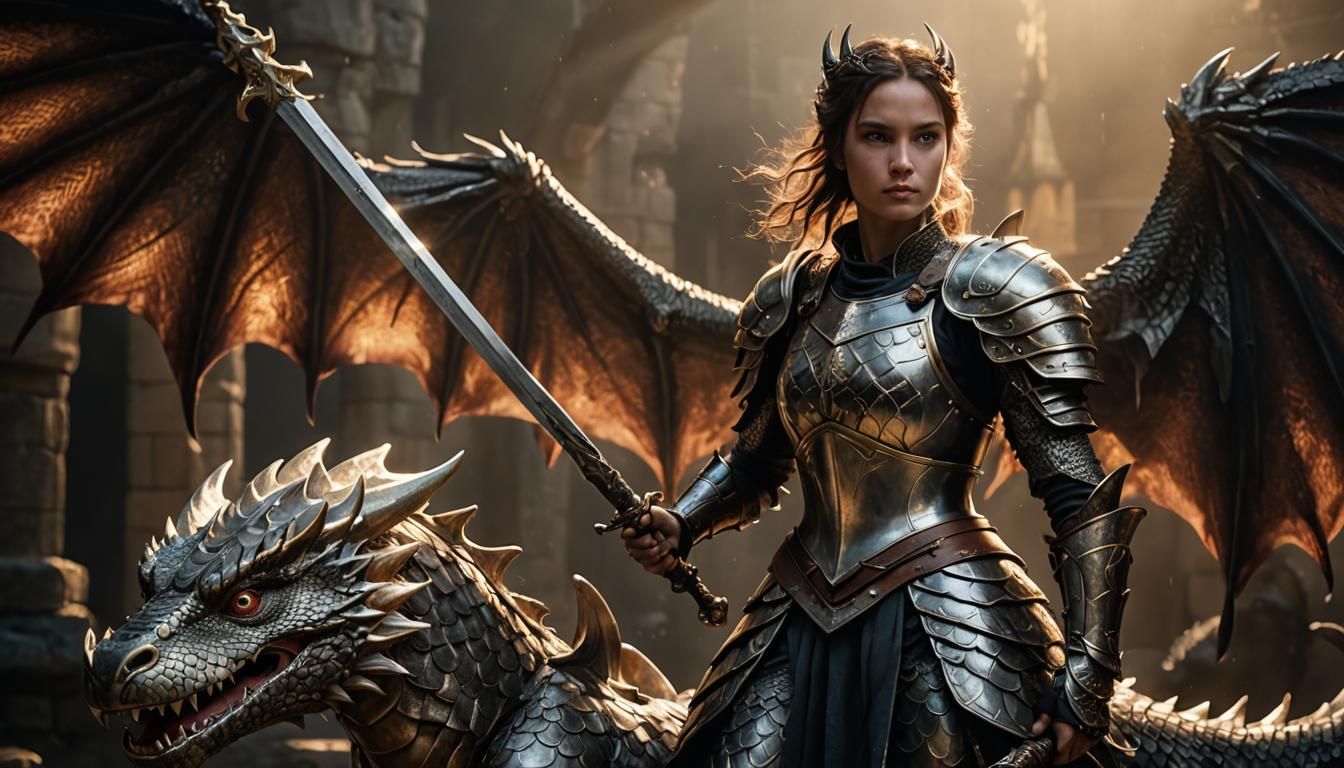 Iridescent Dragon-Woman Portrait in LaChapelle Style