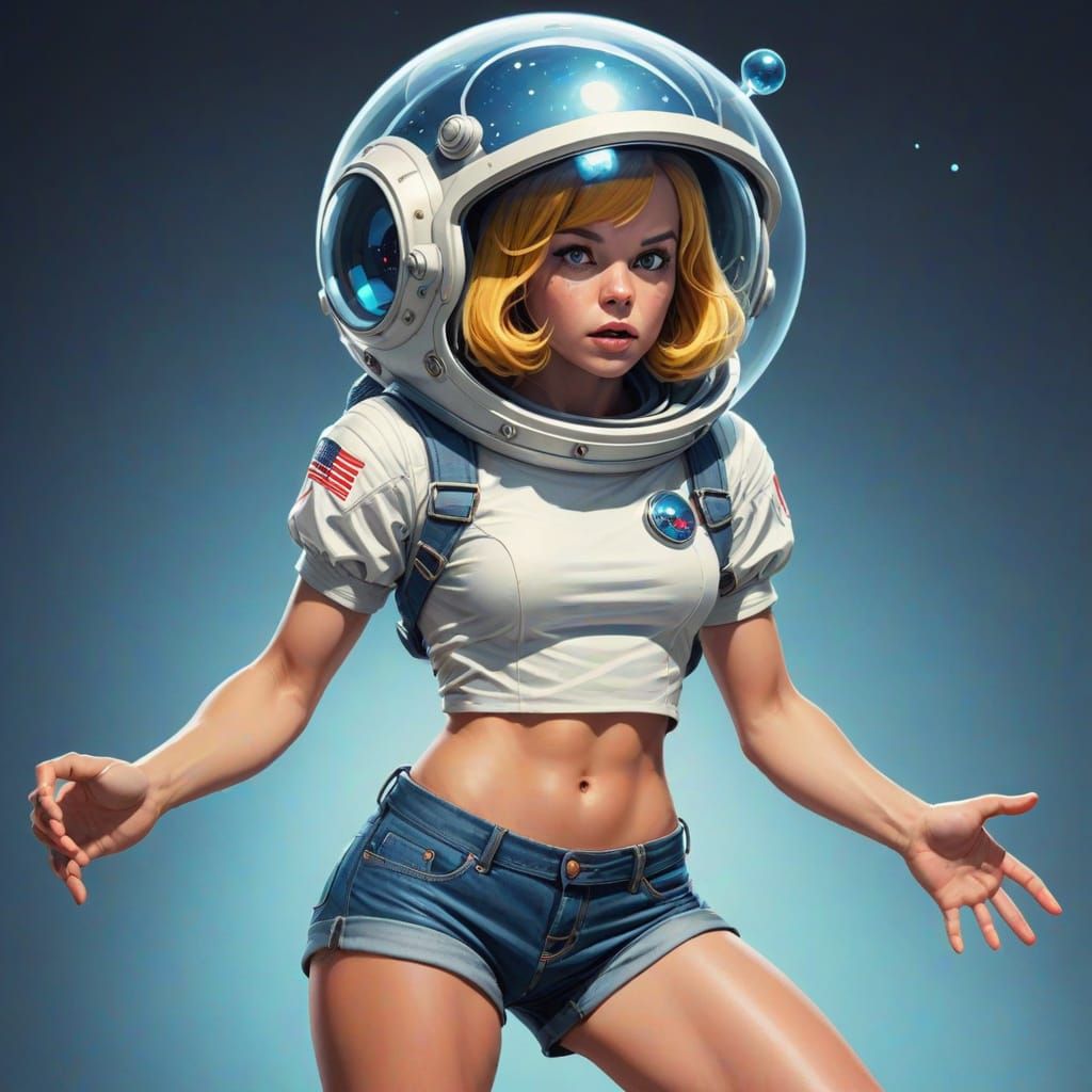 Retro Sci-Fi Astronaut vs. Monster