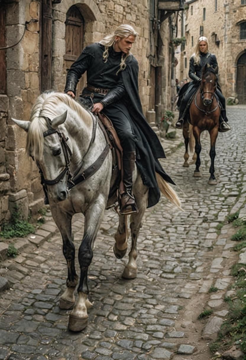 Medieval City Street Scene: Cinematic Film Still