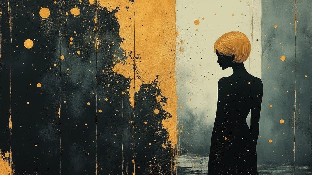 Ethereal Blonde Woman in Shadows: Surreal Digital Art