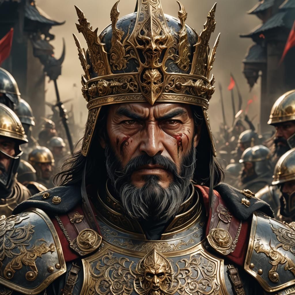 Evil Emperor Commands Legions in Hyperrealistic Style