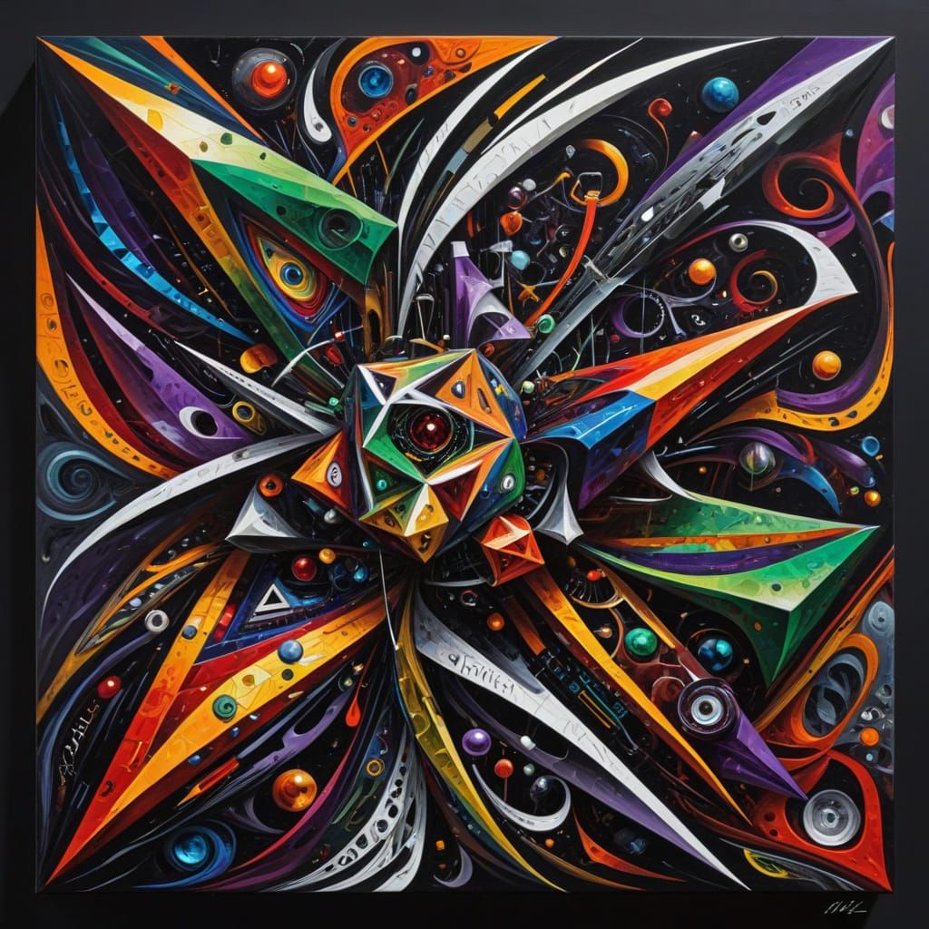 Vibrant, Cubist-Expressionist Masterpiece with Psychedelic F...