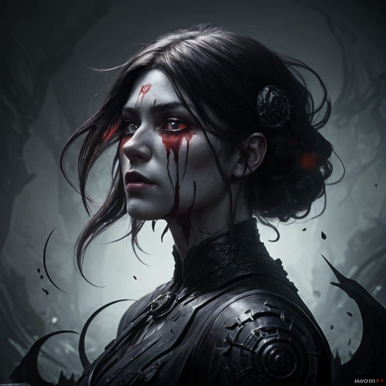 Haunted Woman Portrait by Greg Rutkowski