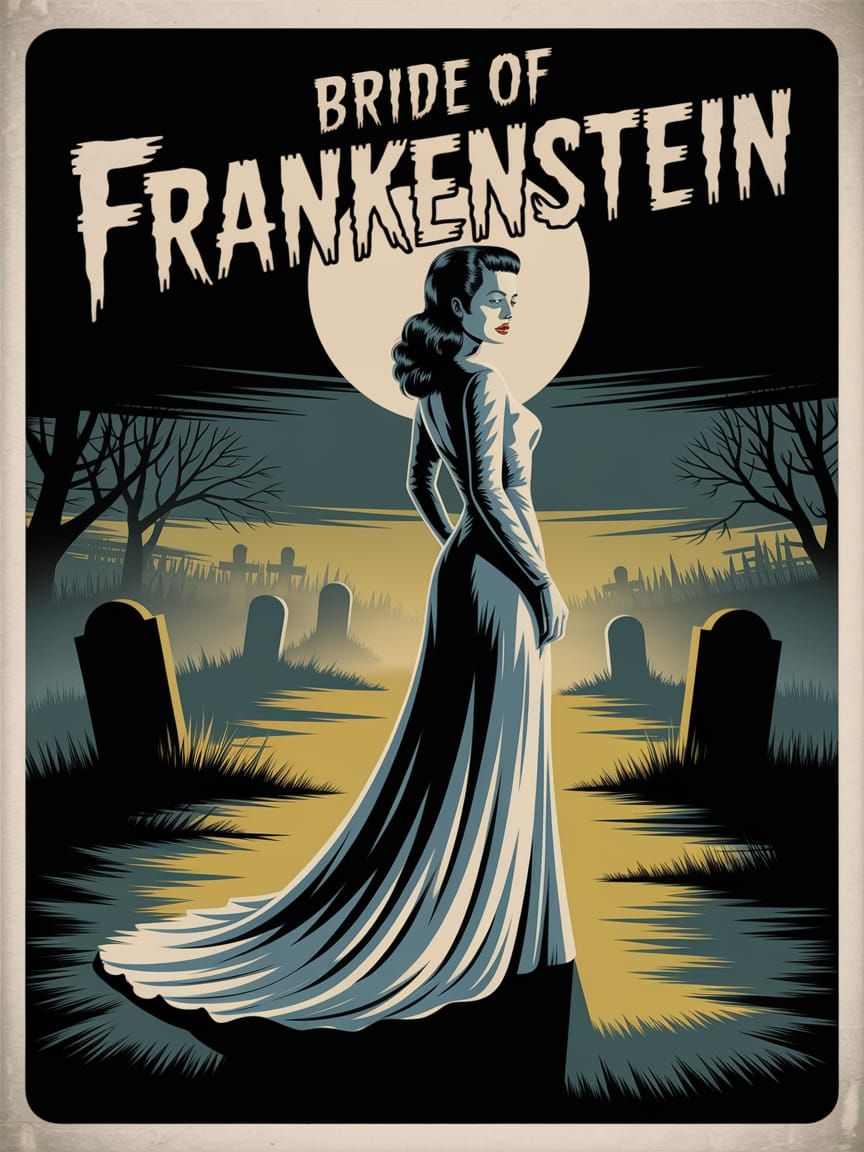 The Bride of Frankenstein Classic Horror Movie Poster