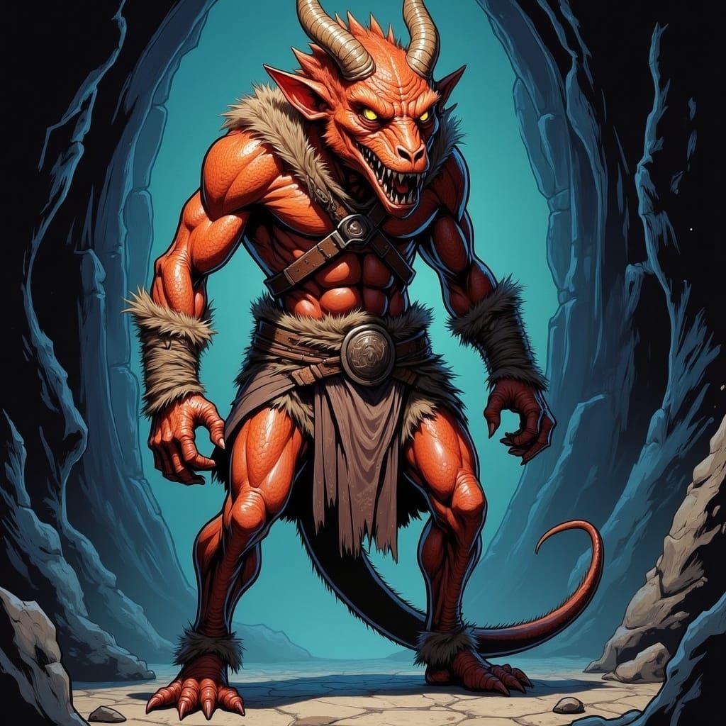 Grotesque Kobold Creature in Fantasy Illustration Style