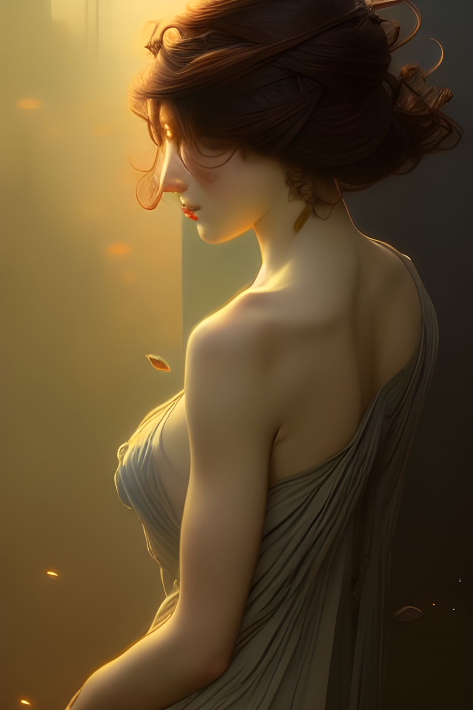 Elegant Portrait with Reflective Fractal Lighting