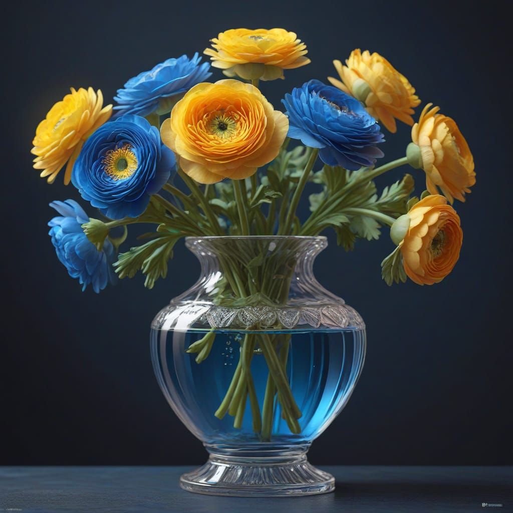 Ethereal Ranunculus Goddess in Triadic Hues