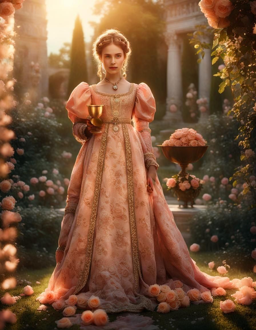 Borgia Lady in Renaissance Garden: Digital Painting