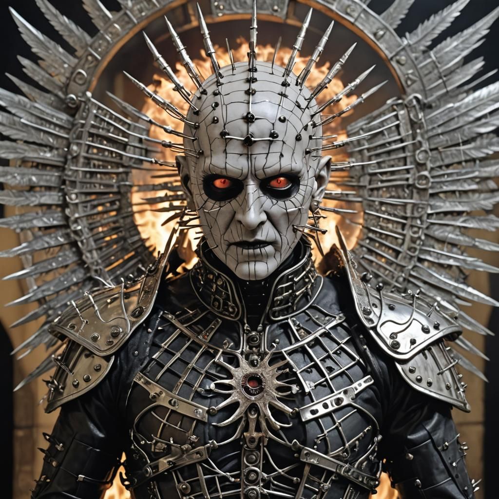 A hyperrealistic Pinhead from the Hellraiser Movie as the Ar...