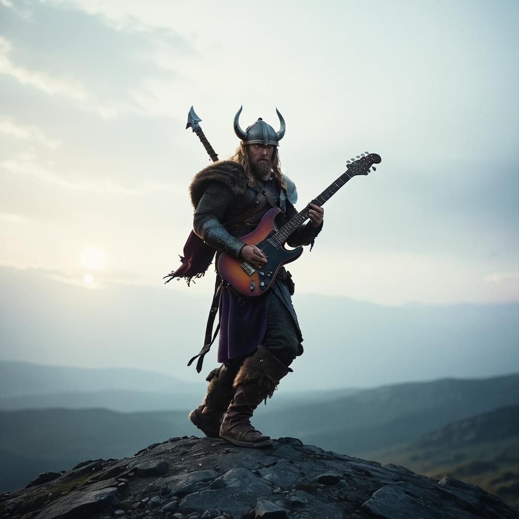 Viking Warrior Steps Into Infinity: Cinematic Film Still