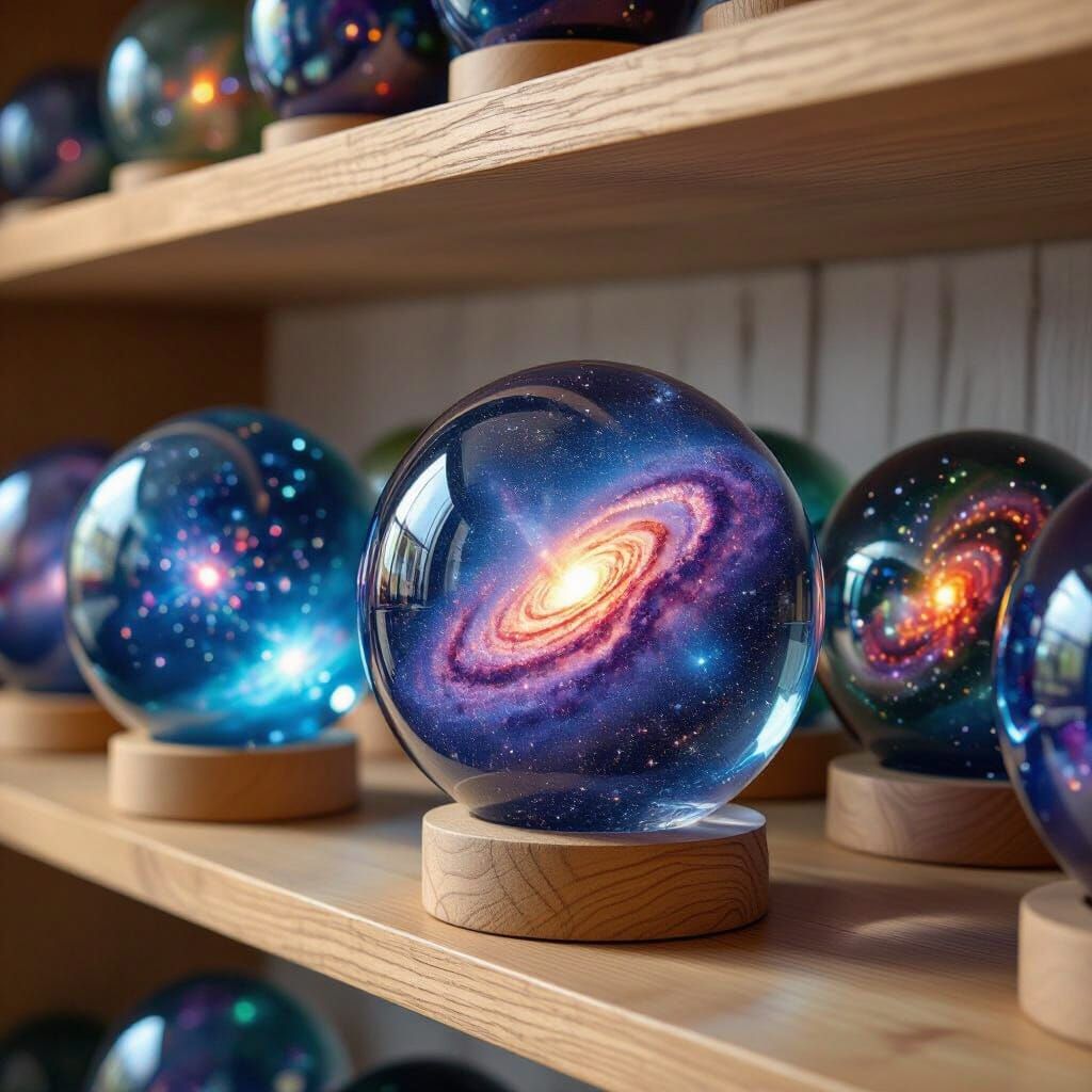 Cosmic Glass Orbs: Sci-Fi Art