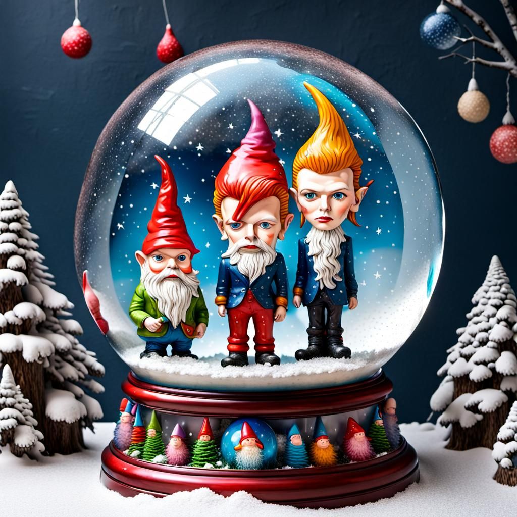 Snow Globe with David Bowie and Gnomes
