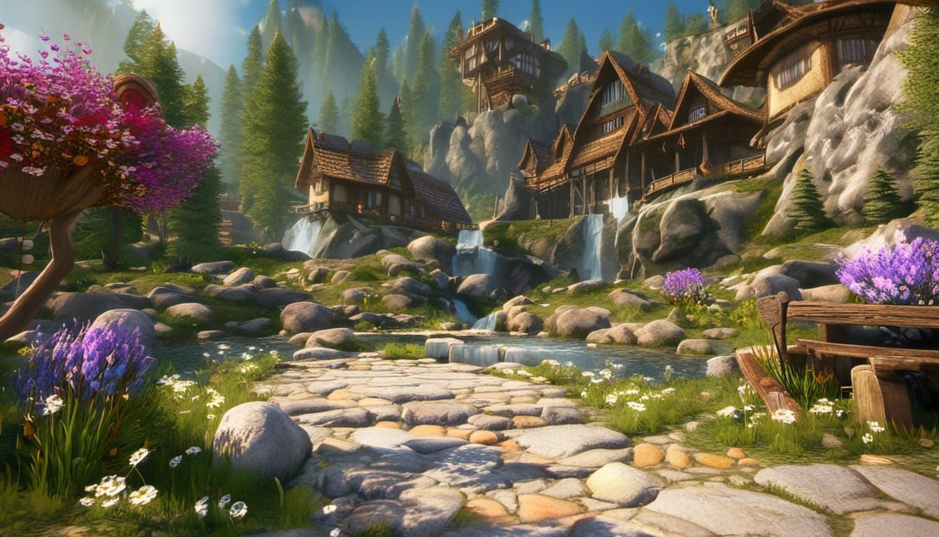 Pugs in a Mountain Landscape, Photorealistic 8K