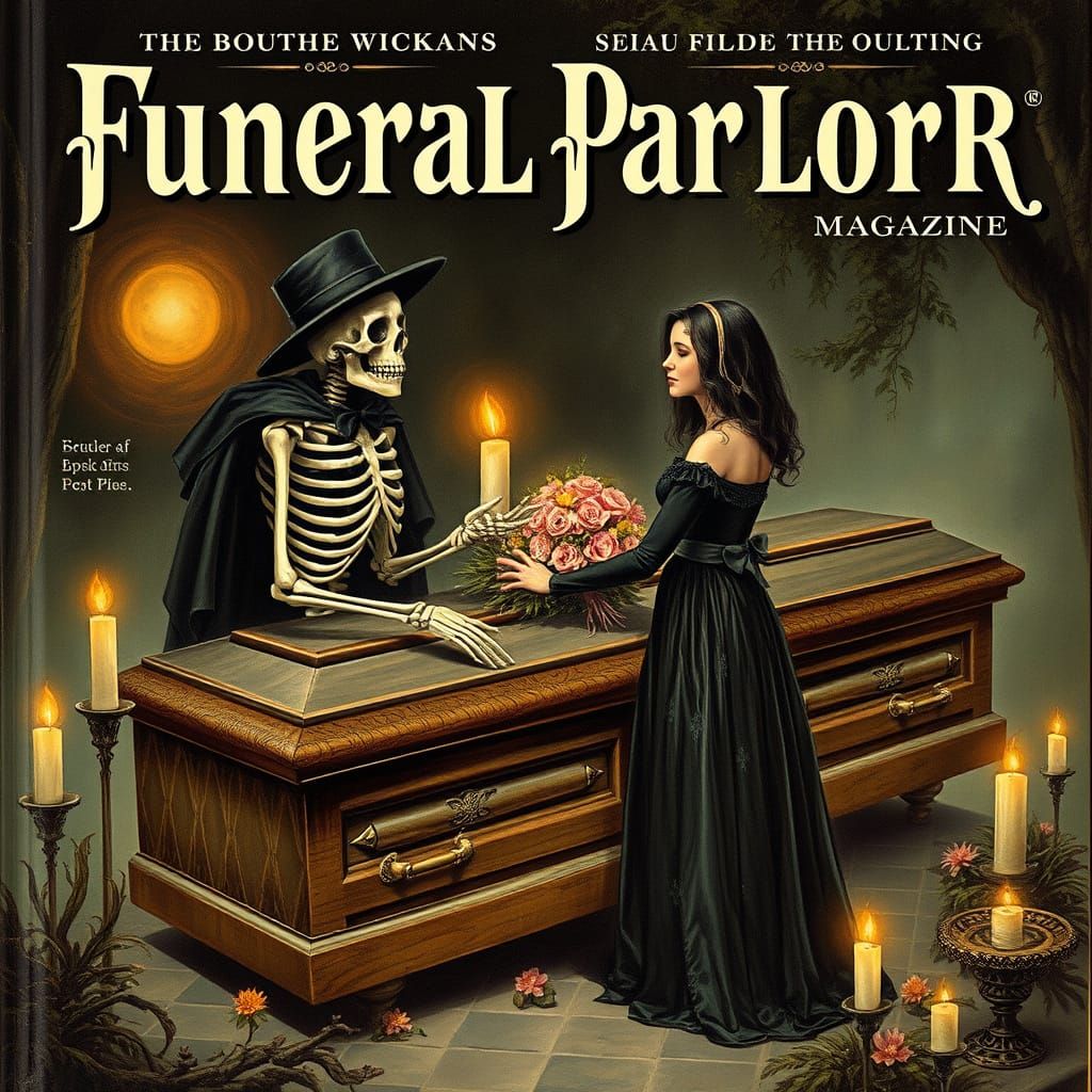 Vintage Creepy Magazine Cover: Casket Salesman