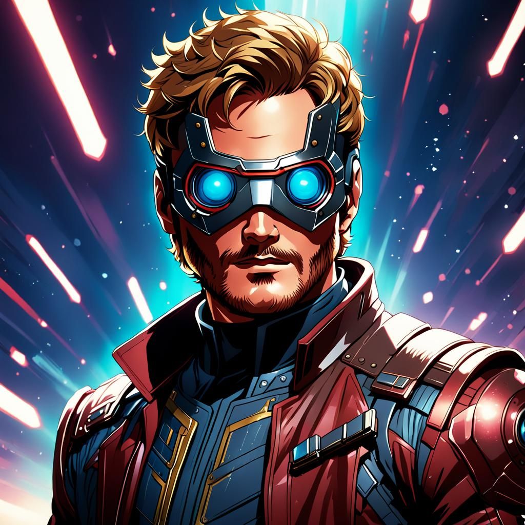 Rich Star Lord in Cel-Shaded Anime Style