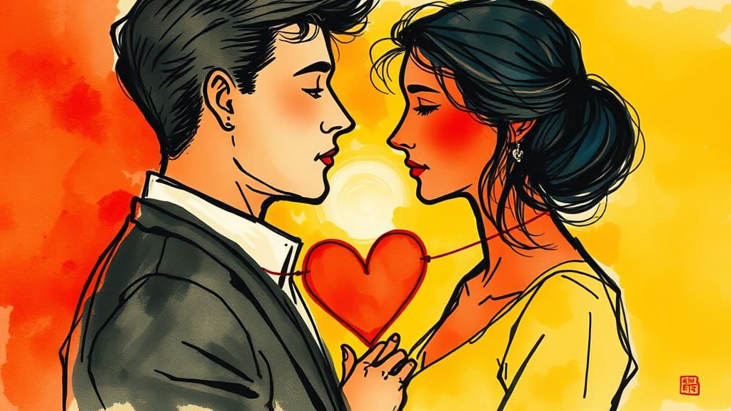 Lovers Connected by Heart String, de Kooning Style