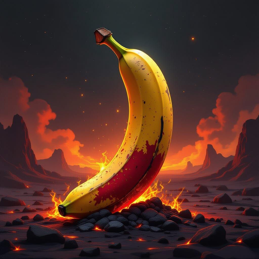 Crimson and Gold Banana Rises from Ashes in Space